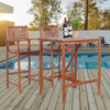 3 Pieces Acacia Wood Patio Bar Set with Sunflower Patterned Backrest