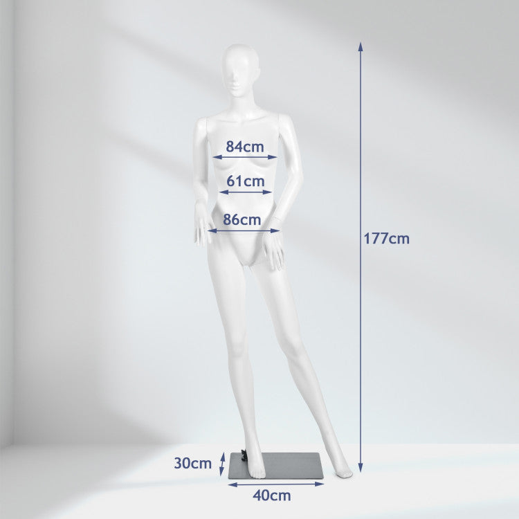 5.8 ft Plastic Female Mannequin Adjustable Detachable Manikin with Metal Stand