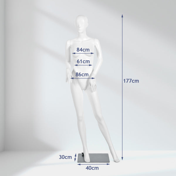 5.8 ft Plastic Female Mannequin Adjustable Detachable Manikin with Metal Stand