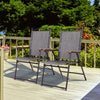 Set of 2 Patio Folding Sling Back Camping Deck Chairs-Gray