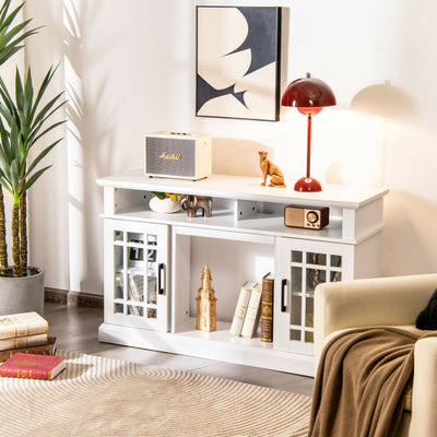 48 Inch Electric Fireplace TV Stand with Cabinets for TVs Up to 50 Inch-White