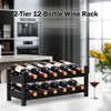 2-Tier 12 Bottles Bamboo Storage Shelf  Wine Rack-Brown