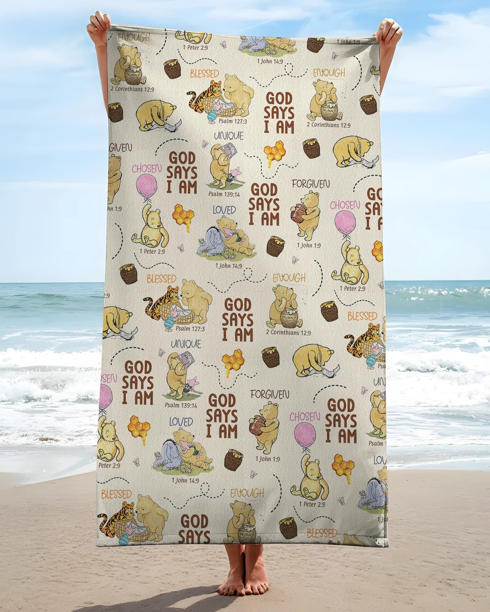 God Says I Am – Little Blessings Bamboo Beach Towel