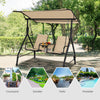 2-Seat Outdoor Cushioned Porch Swing with Adjustable Canopy and Tempered Glass Table-Beige - Beige