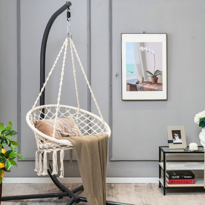 Cushioned Hammock Swing Chair with Hanging Kit-Beige