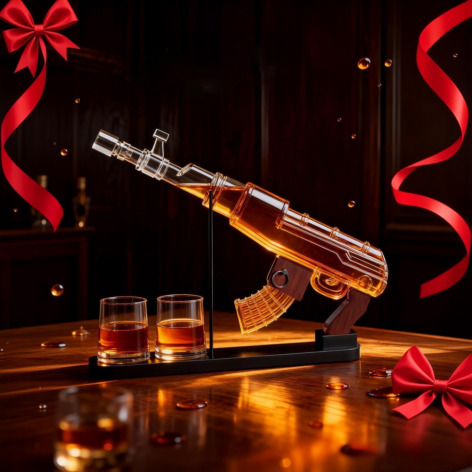 Gifts for Men Dad, Guns Whiskey Decanter Set for Men - Gun Decanter, Detachable Magazine & 2 Bullet Shot Glasses, Liquor Dispenser for Bar, Cool Anniversary Birthday Military Present Ideas