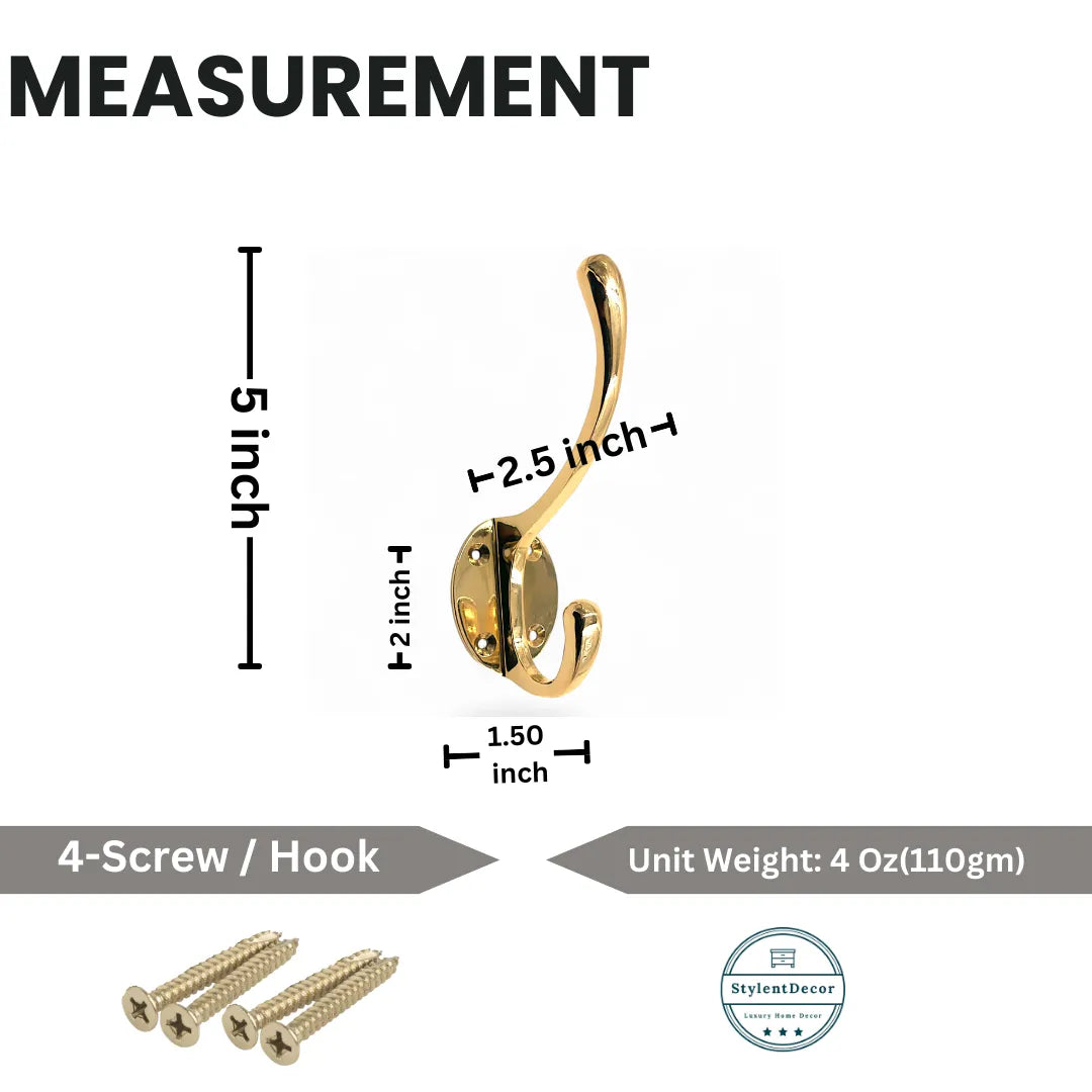 Brass Polished Classic Brass Hat & Coat Hook