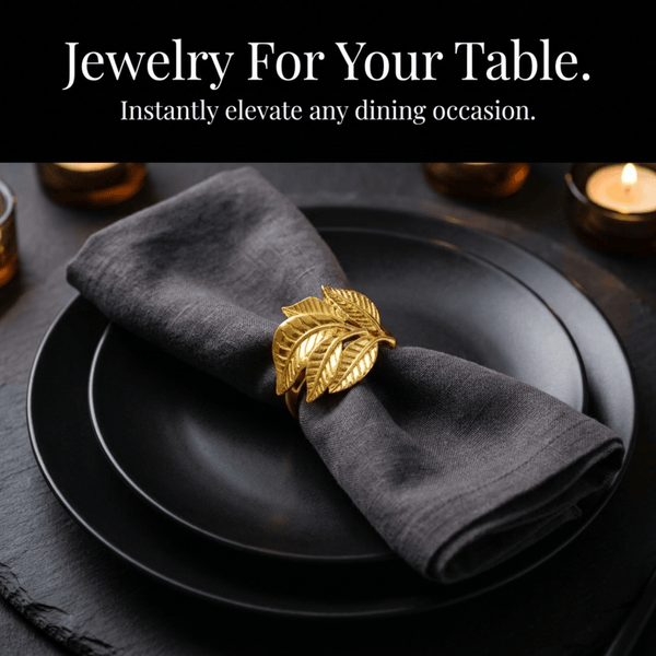 Gold Leaf Napkin Rings – Gilded Bloom