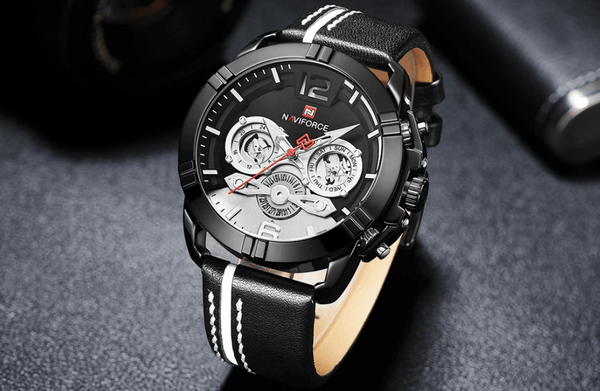 Waterproof  Quartz  Man Leather Sport Wrist Watch  Luxury Unique Design Perfect Gift