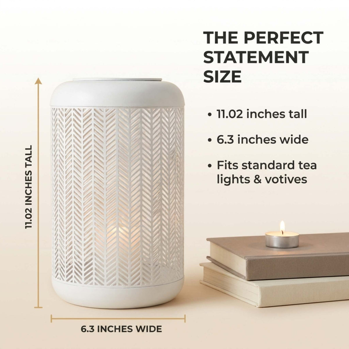 Glass Candle Holder Lantern – White Lattice Pattern Compact Basket Weave Lantern
