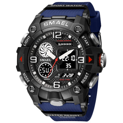 Sport Watch For Men WIth  Dual Time Waterproof 50M Miliatry Watches Chronograph Alarm Army Wristwatch