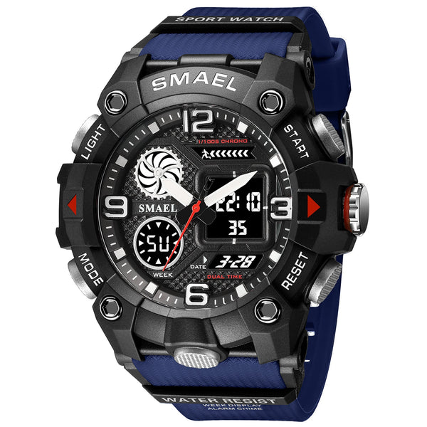 Sport Watch For Men WIth  Dual Time Waterproof 50M Miliatry Watches Chronograph Alarm Army Wristwatch