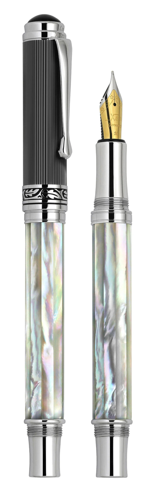 Maestro® Oceanic White Mother of Pearl Fountain Pen (Medium Nib) - DLC (Diamond-Like Coating) PVD Cap - Gifts for You 'n Me