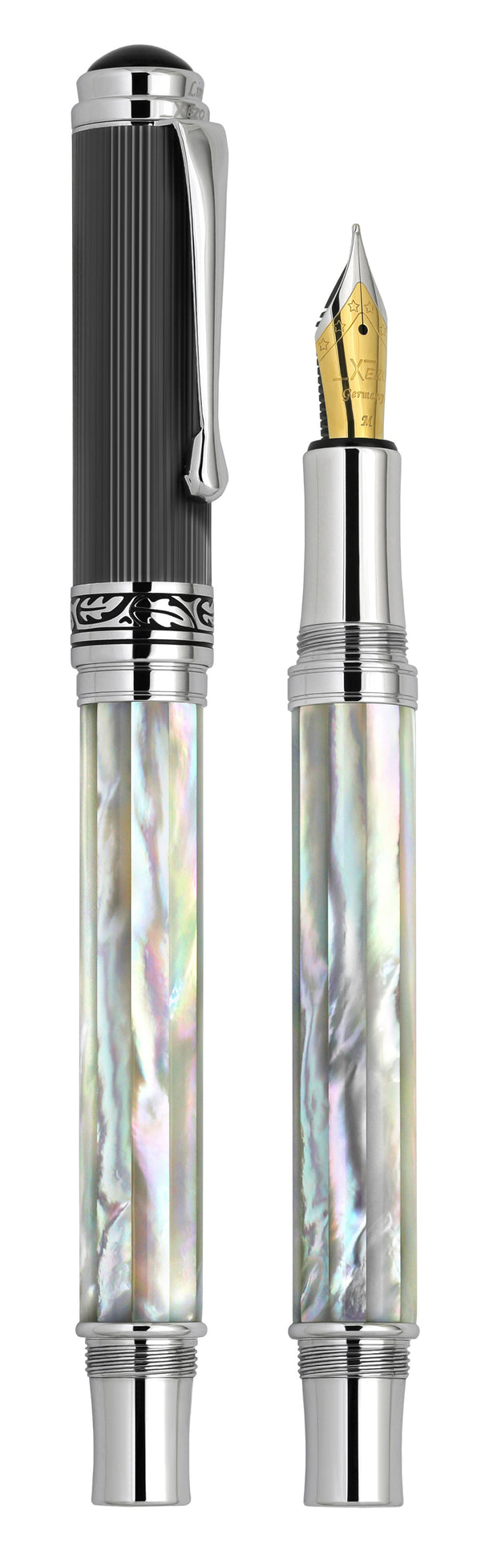 Maestro® Oceanic White Mother of Pearl Fountain Pen (Medium Nib) - DLC (Diamond-Like Coating) PVD Cap