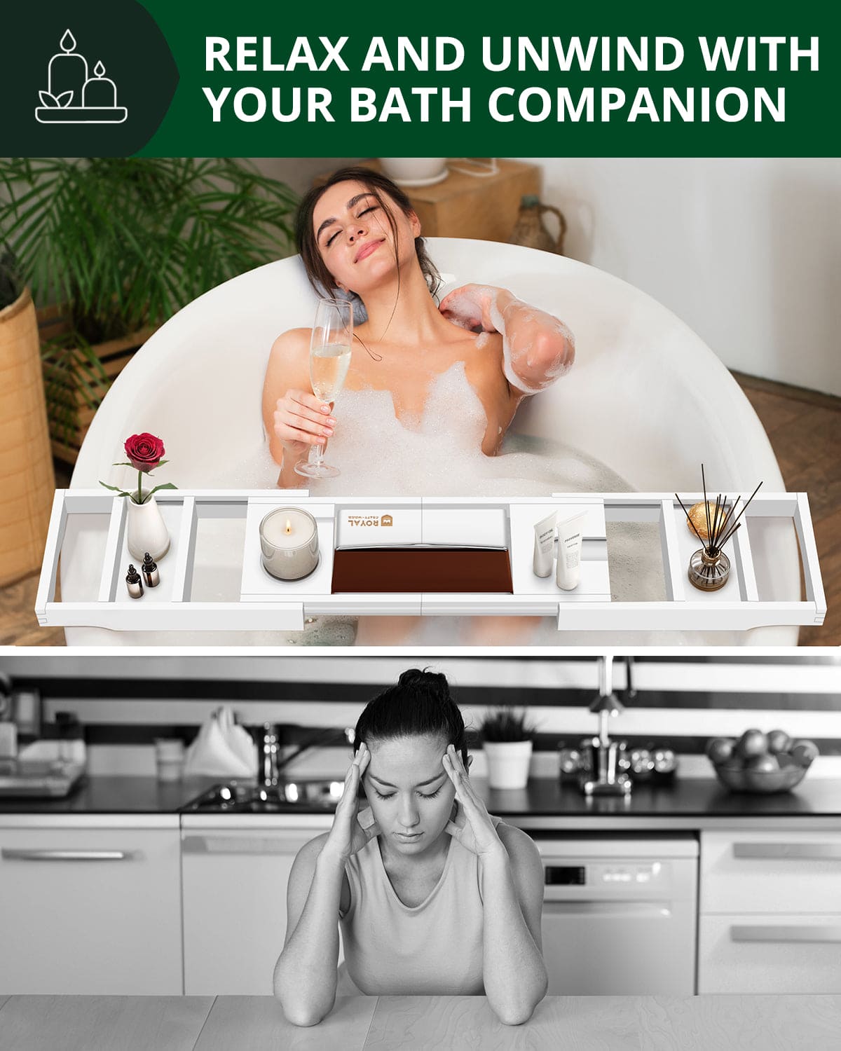 Bathtub Caddy Tray, White