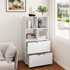 4-Cube Bookcase with 2 Drawers 51 inch 5-Tier Tall Freestanding Bookshelf-White