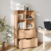 4-Cube Bookcase with 2 Drawers 51 inch 5-Tier Tall Freestanding Bookshelf-Natural