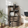 4-Cube Bookcase with 2 Drawers 51 inch 5-Tier Tall Freestanding Bookshelf-Gray
