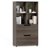4-Cube Bookcase with 2 Drawers 51 inch 5-Tier Tall Freestanding Bookshelf-Gray - Gray