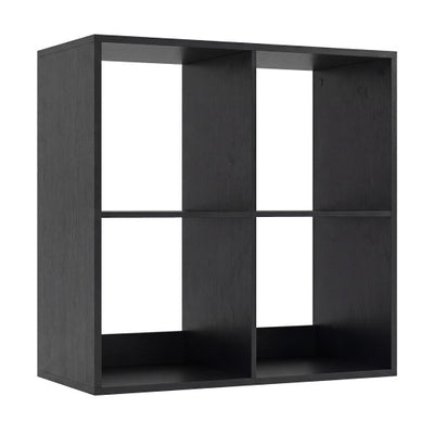 4 Cube Bookshelf with Back Guardrail for Living Room Bedroom-Black