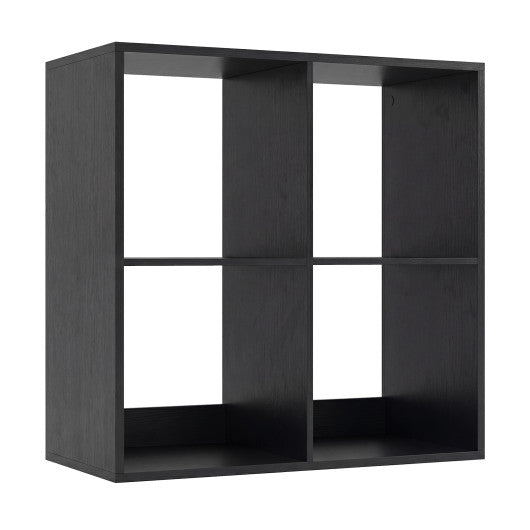4 Cube Bookshelf with Back Guardrail for Living Room Bedroom-Black