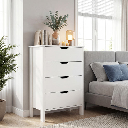 4-Drawer Dresser Wooden Nightstand with Anti-Tipping Kits-White