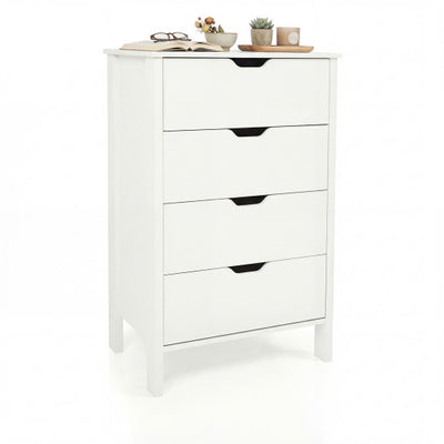 4-Drawer Dresser Wooden Nightstand with Anti-Tipping Kits-White