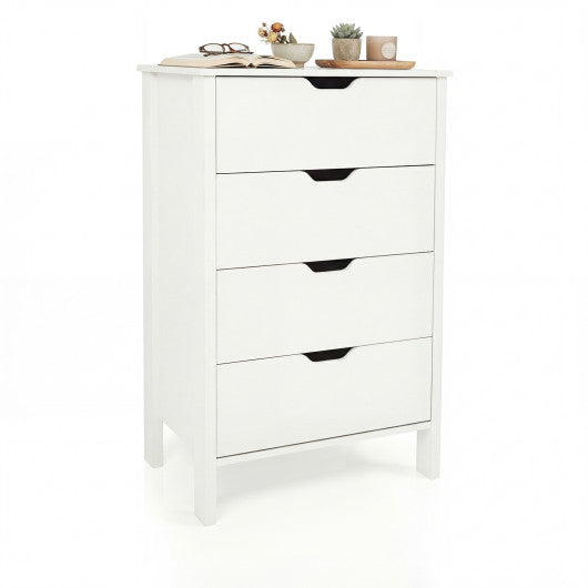 4-Drawer Dresser Wooden Nightstand with Anti-Tipping Kits-White