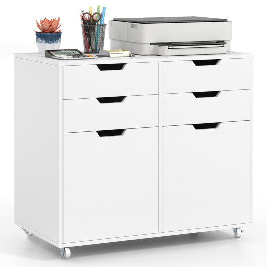 4 Drawer File Cabinet with Wheels for Home Office Organization-White