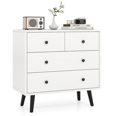 4 Drawers Dresser Chest of Drawers Free Standing Sideboard Cabinet-White