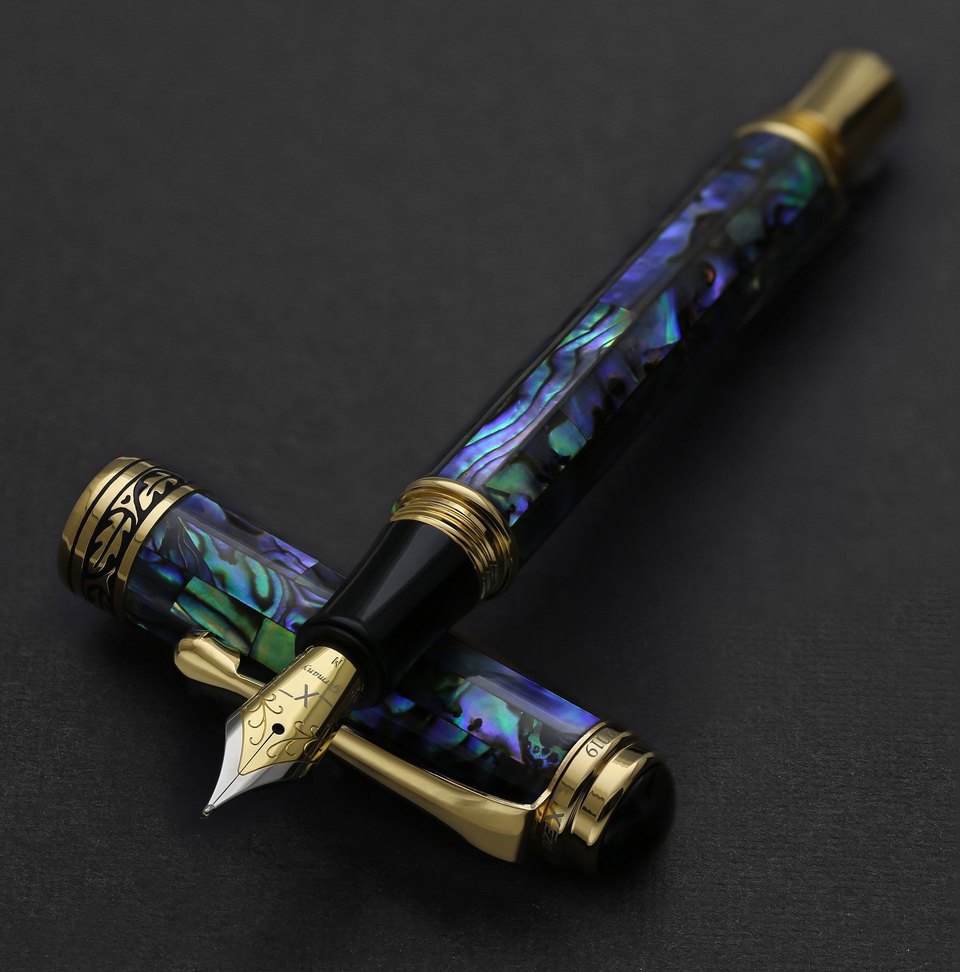 Maestro® Paua Abalone Sea Shell Fountain Pen (Medium Nib) - 18K Gold Plated