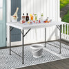 4 Feet Folding Ice Bin Table with Skirt for Camping Picnic Wedding with Ice Bucket-White