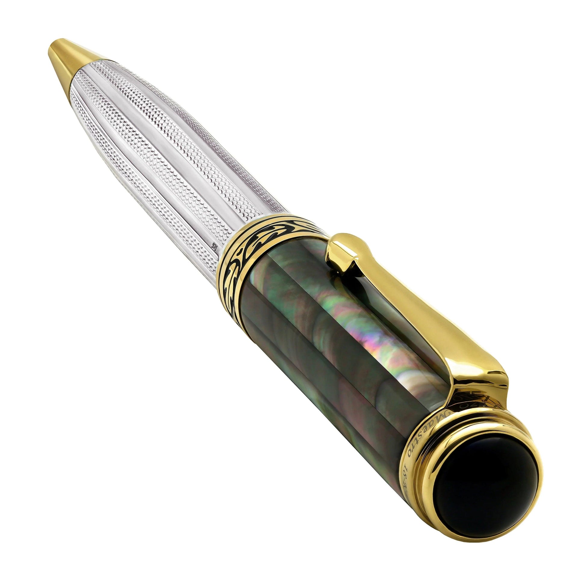 Maestro® 925 Sterling Silver Ballpoint Pen - Tahitian Black Mother of Pearl Cap - Gifts for You 'n Me