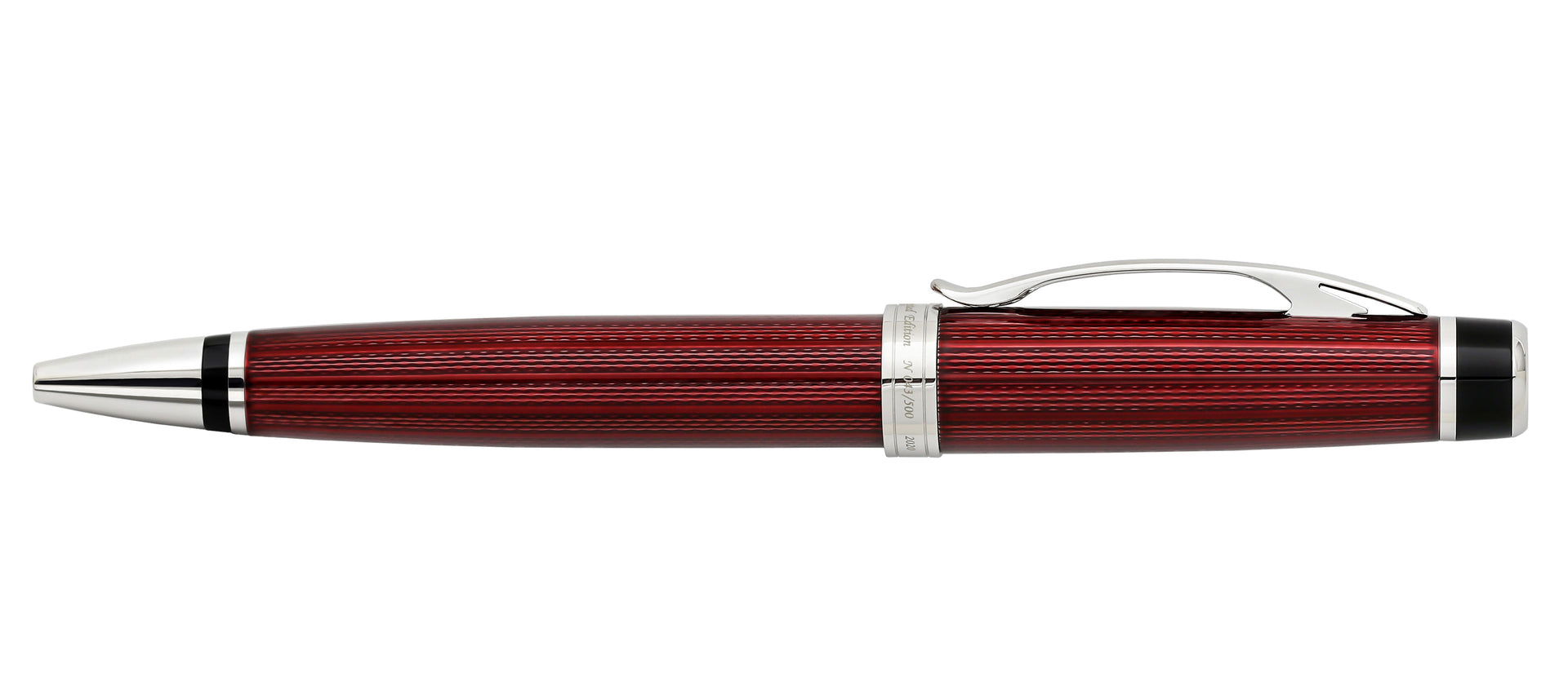 Incognito Diamond-Cut Lacquered Brass Ballpoint Pen - Burgundy Red