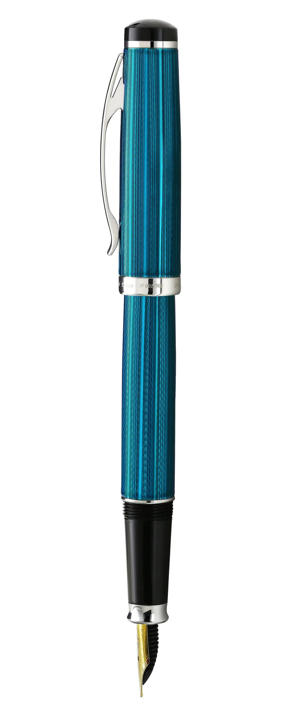 Incognito Diamond-Cut Lacquered Brass Fountain Pen (Fine Nib) - Deep Blue - Gifts for You 'n Me