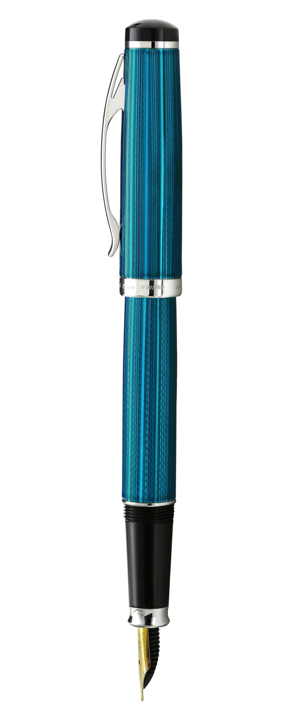 Incognito Diamond-Cut Lacquered Brass Fountain Pen (Medium Nib) - Deep Blue - Gifts for You 'n Me