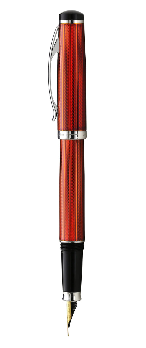 Incognito Diamond-Cut Lacquered Brass Fountain Pen (Fine Nib) - Sunstone Orange - Gifts for You 'n Me