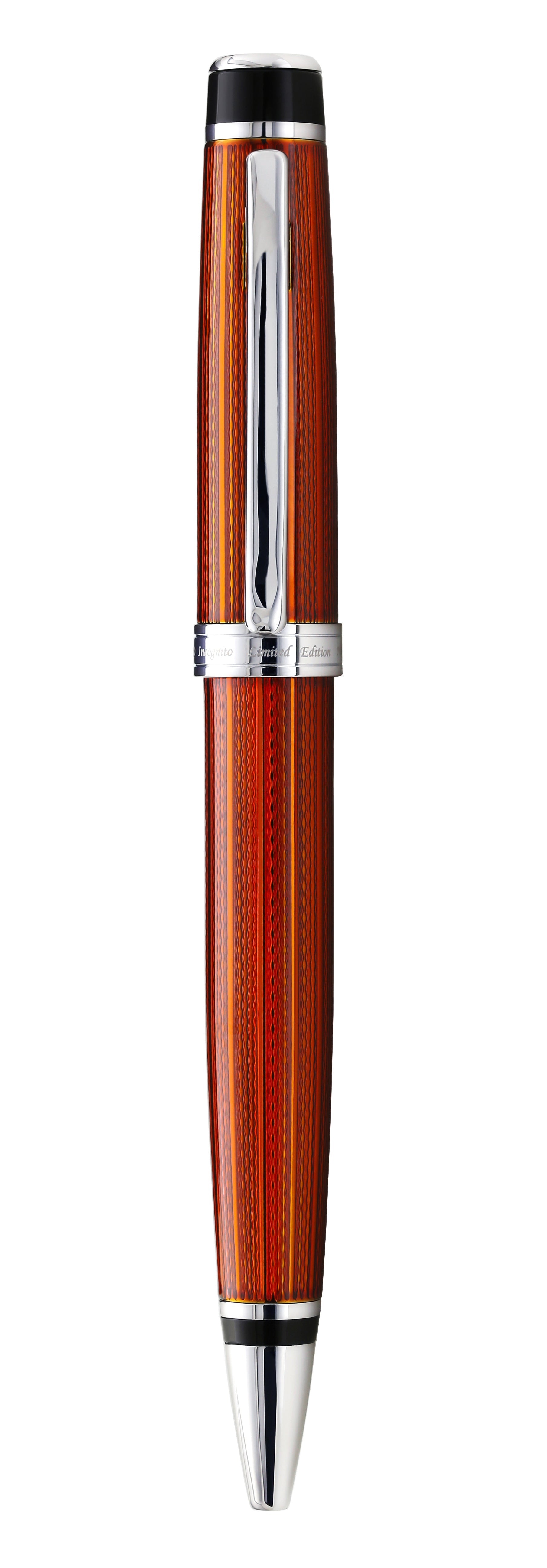 Incognito Diamond-Cut Lacquered Brass Ballpoint Pen - Sunstone Orange