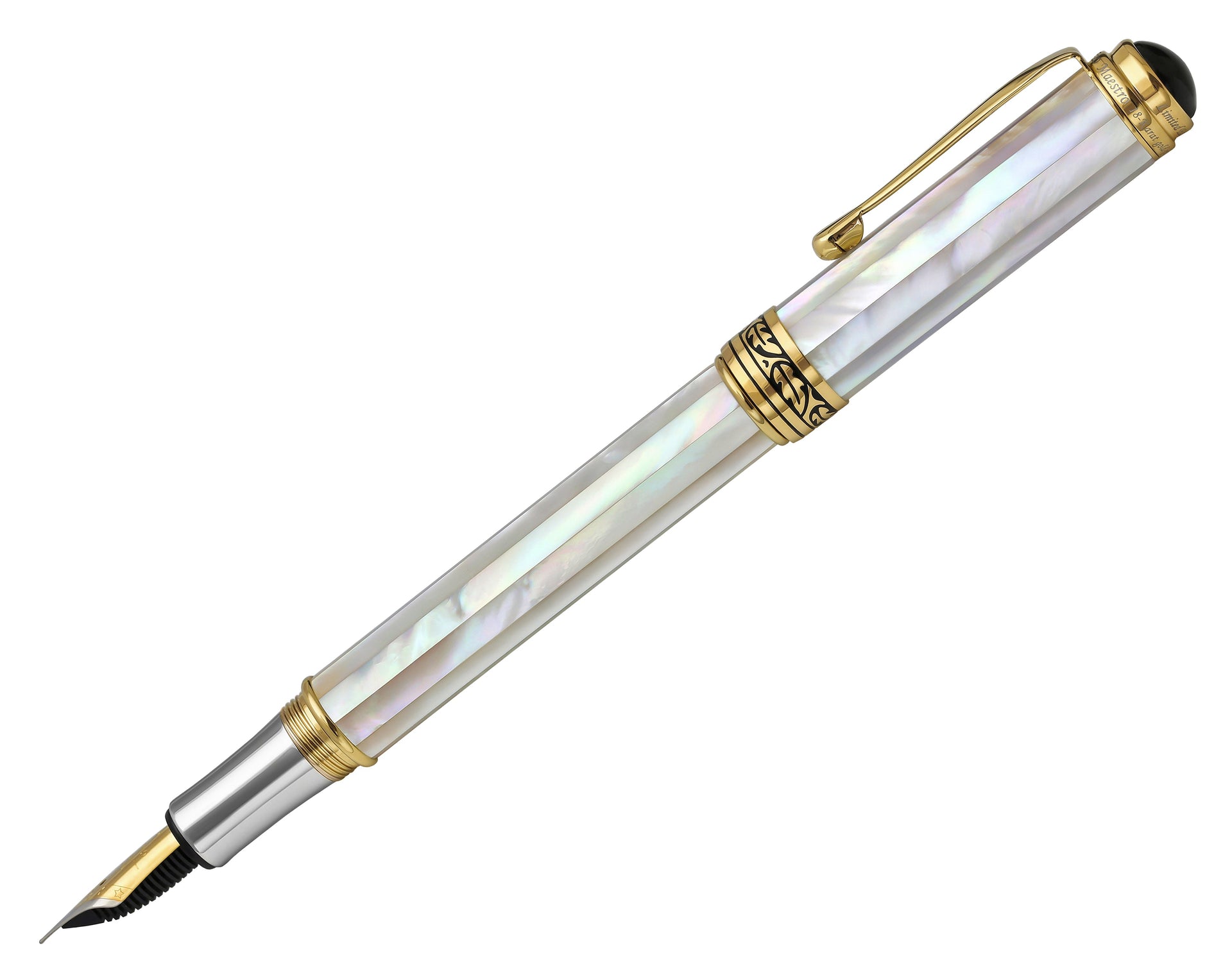 Maestro® 18K Gold Plated Fountain Pen (Medium Nib) - Oceanic White Mother of Pearl