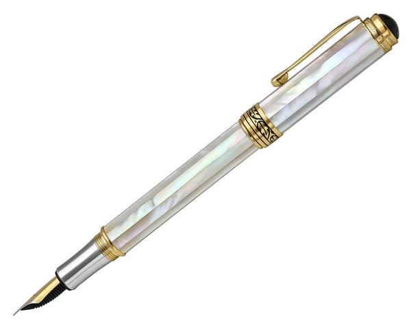 Maestro® 18K Gold Plated Fountain Pen (Medium Nib) - Oceanic White Mother of Pearl - Gifts for You 'n Me