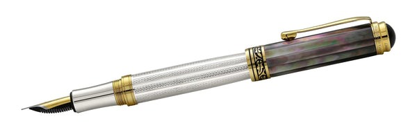 Maestro® 925 Sterling Silver Fountain Pen (Fine Nib) - Tahitian Black Mother of Pearl Cap - Gifts for You 'n Me