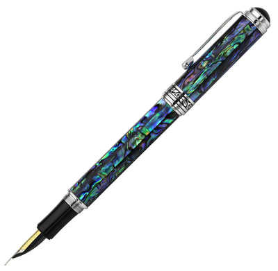 Maestro® Paua Abalone Sea Shell Fountain Pen (Medium Nib) and Rollerball Pen Set - Platinum Plated