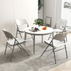 4 Pack Folding Stackable Chairs with Metal Frame and Carrying Handle-White