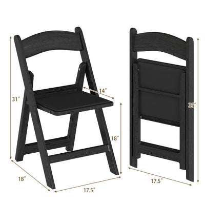 4 Pack Resin Folding Chairs with Padded Seat-Black