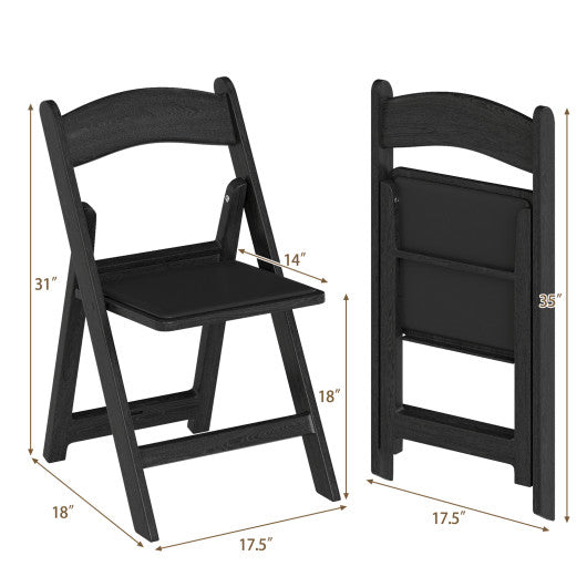 4 Pack Resin Folding Chairs with Padded Seat-Black