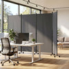 4 Panel Folding Privacy Screen Room Divider with Wheels-Gray