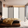 4 Panel Folding Privacy Screen Room Divider with Wheels-White - White