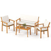 4 Piece Patio Furniture Set with Coffee Table for Backyard and Garden-White - White