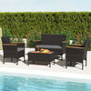 4 Piece Patio Wicker Sofa Set 2 Rattan Chairs and Loveseat with Table-Grey