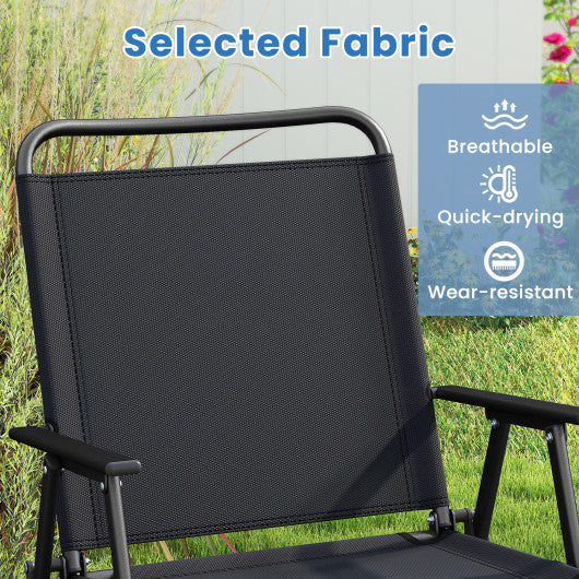 4 Pieces Patio Folding Furniture Set with SPC Coffee Table and Patio Chairs-Black